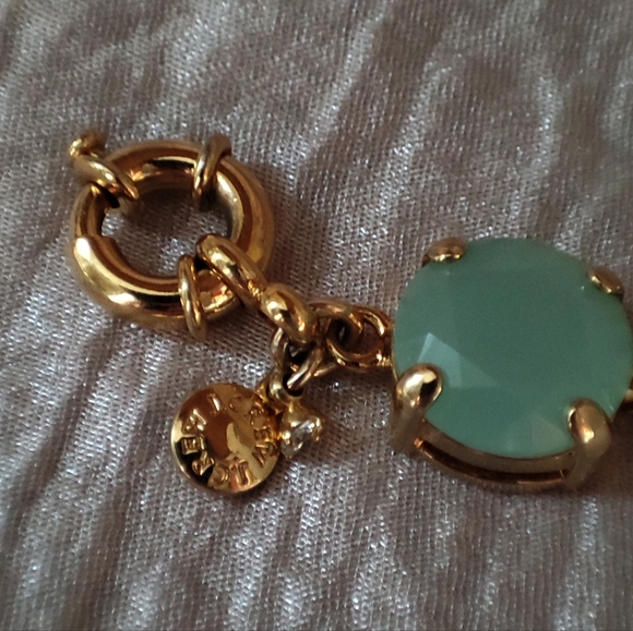 J. Crew Light Mint GREEN Gold Tone Glass Stone Bracelet Lifesaver Clasp NWOT - Picture 8 of 9